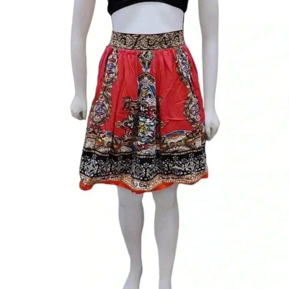 Flying Tomato Gypsy Boho Midi Multi Coloured Skirt Size Medium
